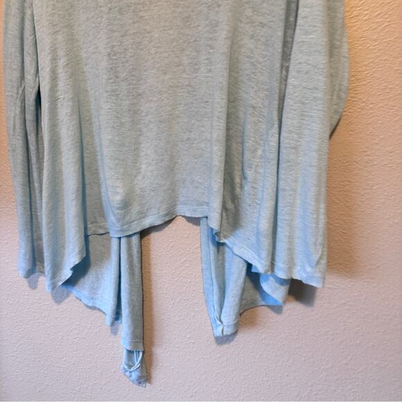 J Jill Teal Linen Open Front Cardigan Sweater Womens M Beachy Casual Staple - Picture 7 of 9